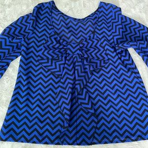 Blue and black chevron blouse